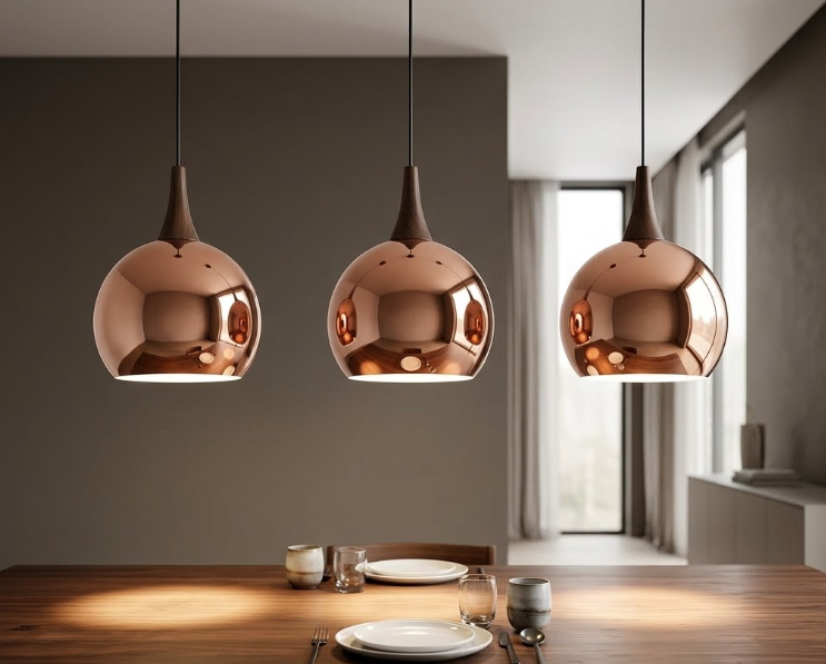 Rose Gold Globe Pendant Light for Kitchen Island Dining Room and Bedroom