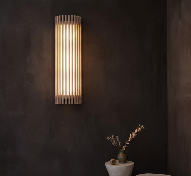 Modern Wood Slat Wall Sconce LED Light for Bedroom and Living Room