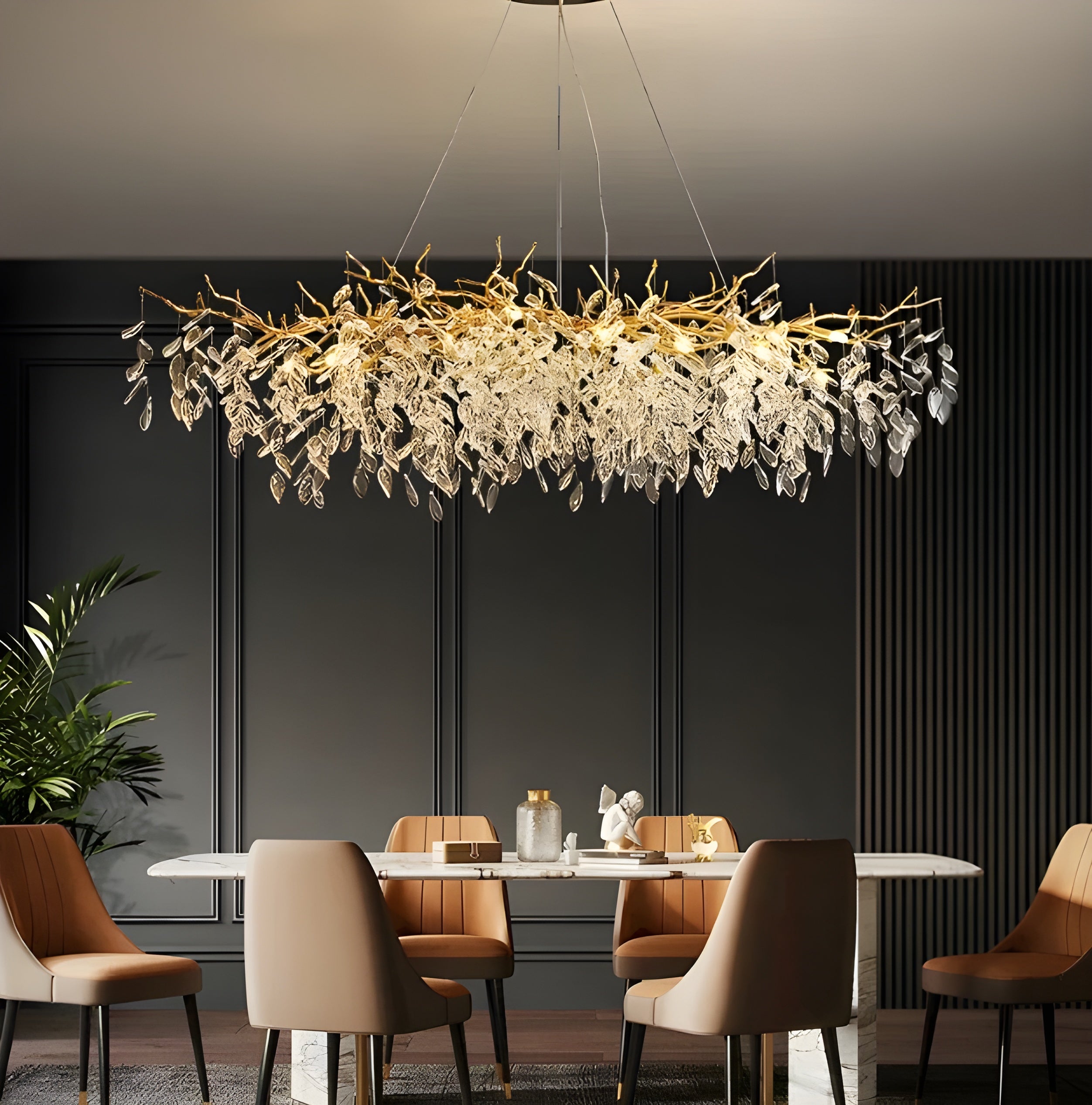 Luxe Crystal Branch Chandelier for Living Room Dining Room and Bedroom
