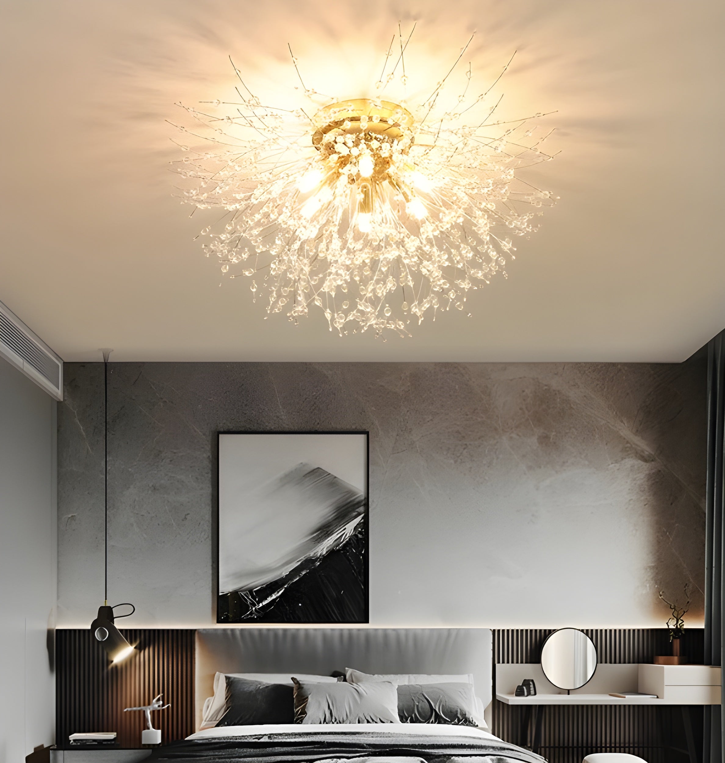 Dandelion Crystal Fireball Chandelier for Living Room Dining Room and Bedroom