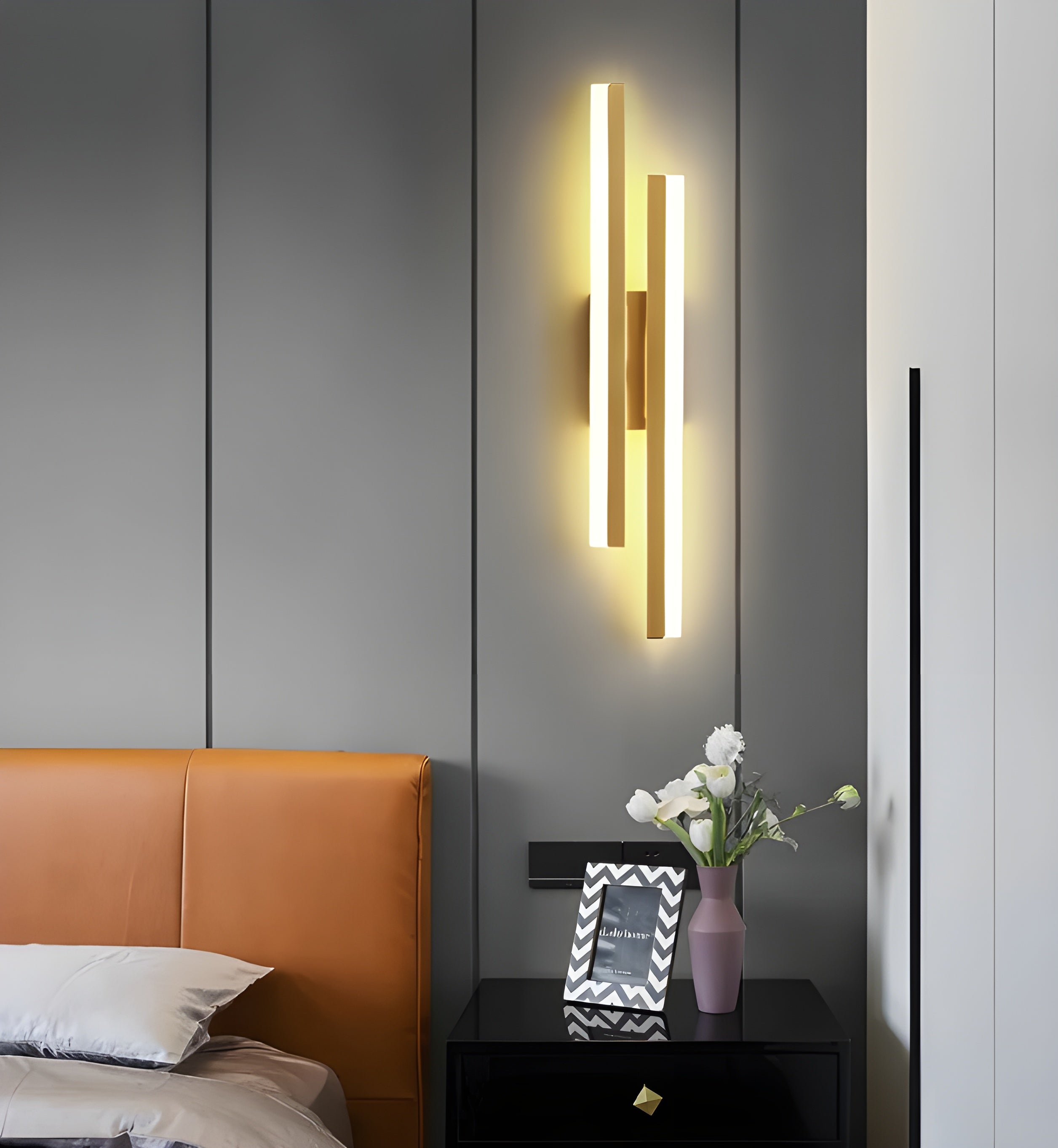 Modern LED Copper Tube Wall Sconce for Bedroom Living Room and Hallway