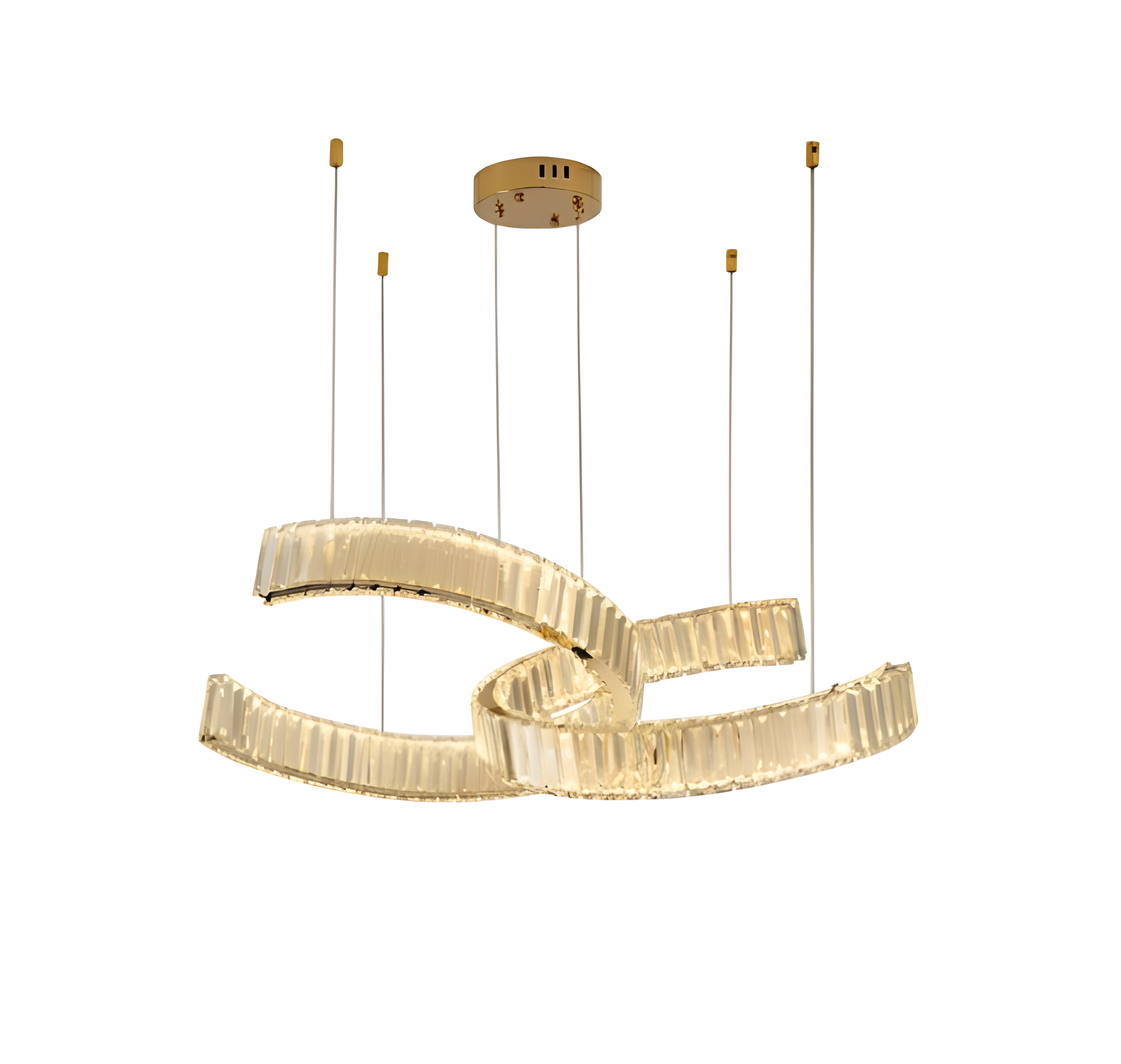 Modern Gold Crystal Chandelier Luxury Ring Hanging Light for Living Room and Dining Room