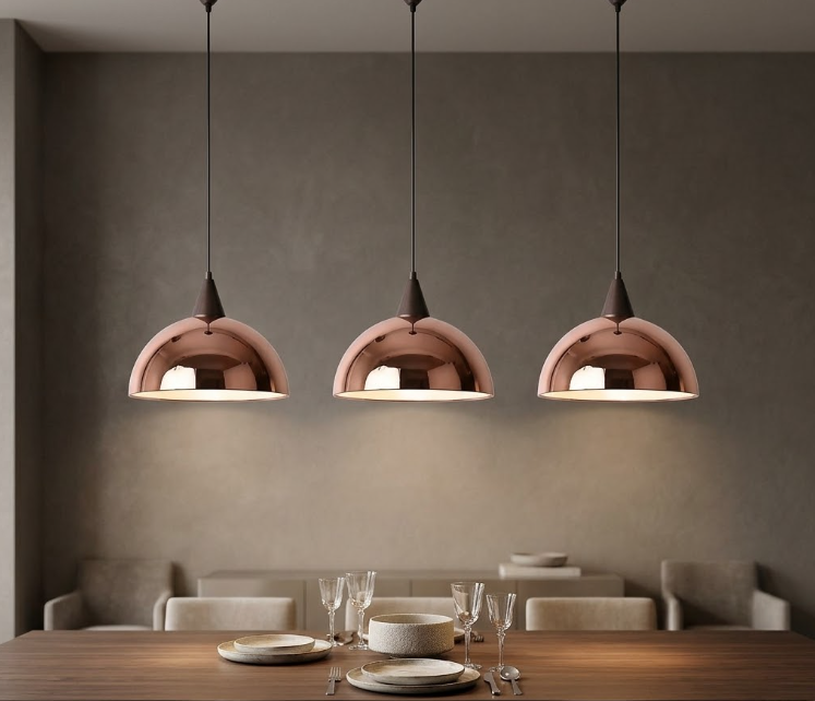 Rose Gold Globe Pendant Light for Kitchen Island Dining Room and Bedroom