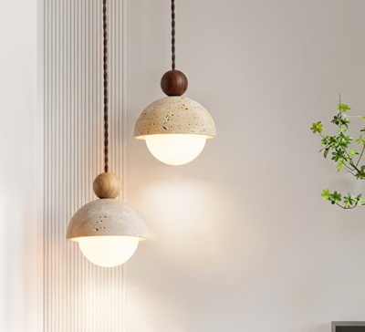 Natural Stone Travertine Pendant Light for Dining Room Kitchen Island and Bedroom