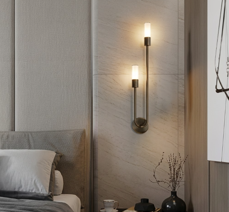 Modern Gold Brass Wall Sconce for Bedroom Bedside Reading and Corridor