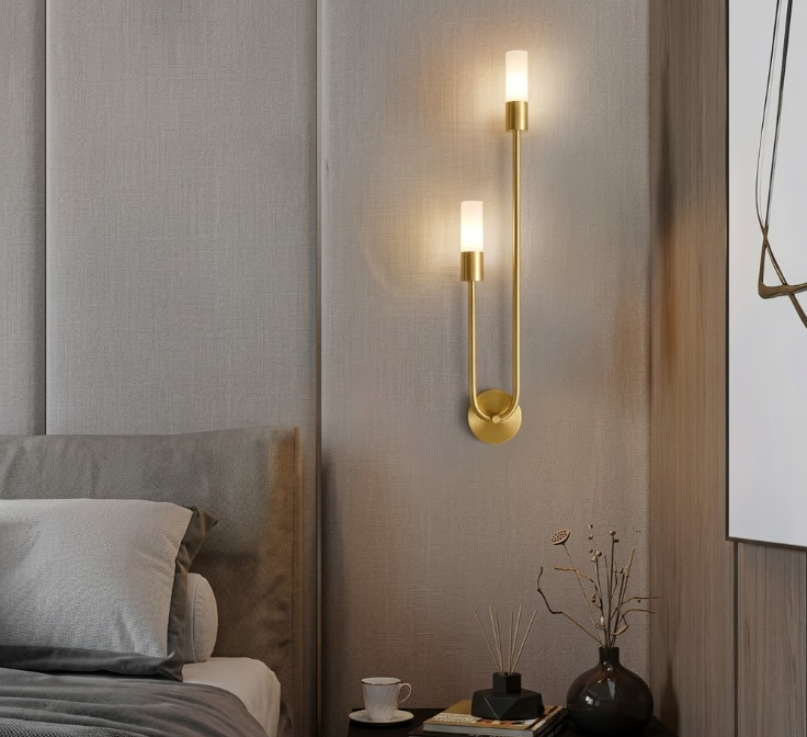 Modern Gold Brass Wall Sconce for Bedroom Bedside Reading and Corridor