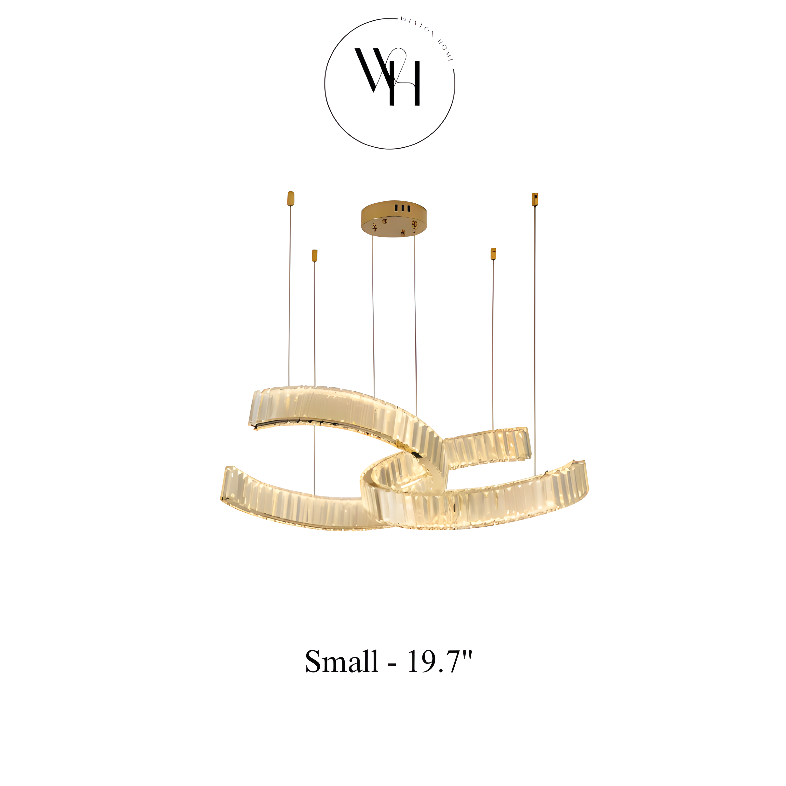 Modern Gold Crystal Chandelier Luxury Ring Hanging Light for Living Room and Dining Room