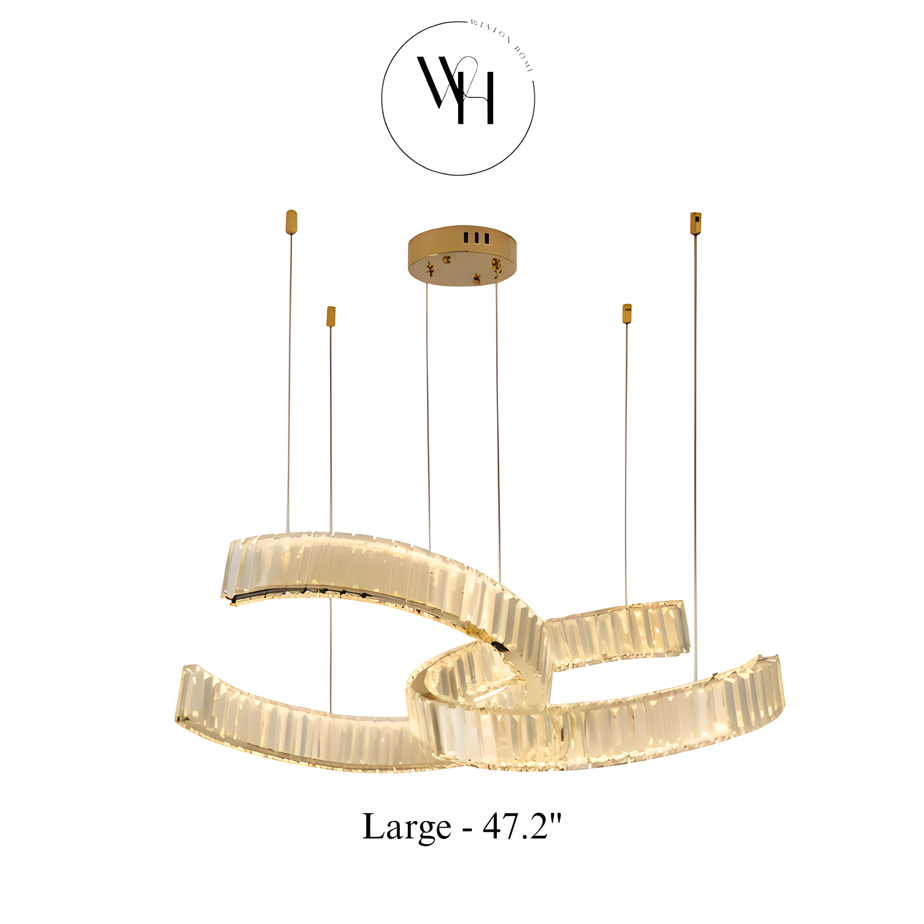 Modern Gold Crystal Chandelier Luxury Ring Hanging Light for Living Room and Dining Room