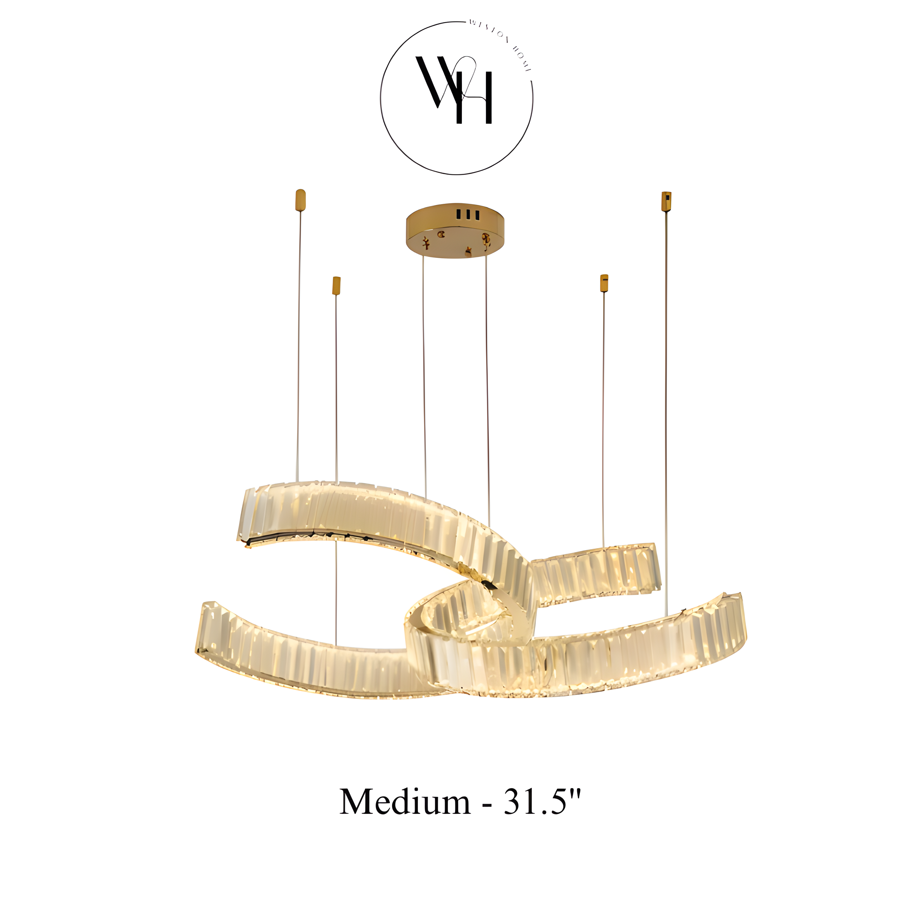Modern Gold Crystal Chandelier Luxury Ring Hanging Light for Living Room and Dining Room