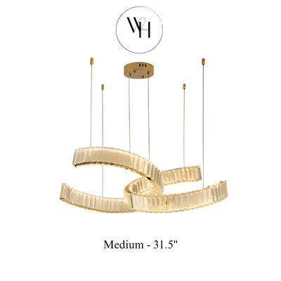Modern Gold Crystal Chandelier Luxury Ring Hanging Light for Living Room and Dining Room