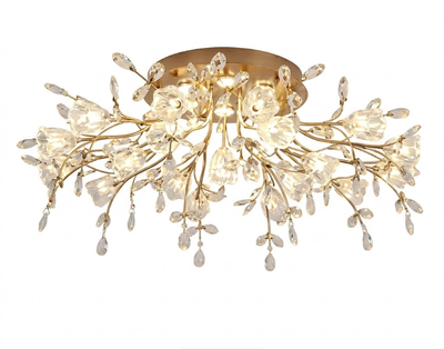 Crystal Flower Flush Mount LED Ceiling Light for Bedroom Living Room and Dining Room