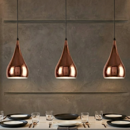 Rose Gold Globe Pendant Light for Kitchen Island Dining Room and Bedroom