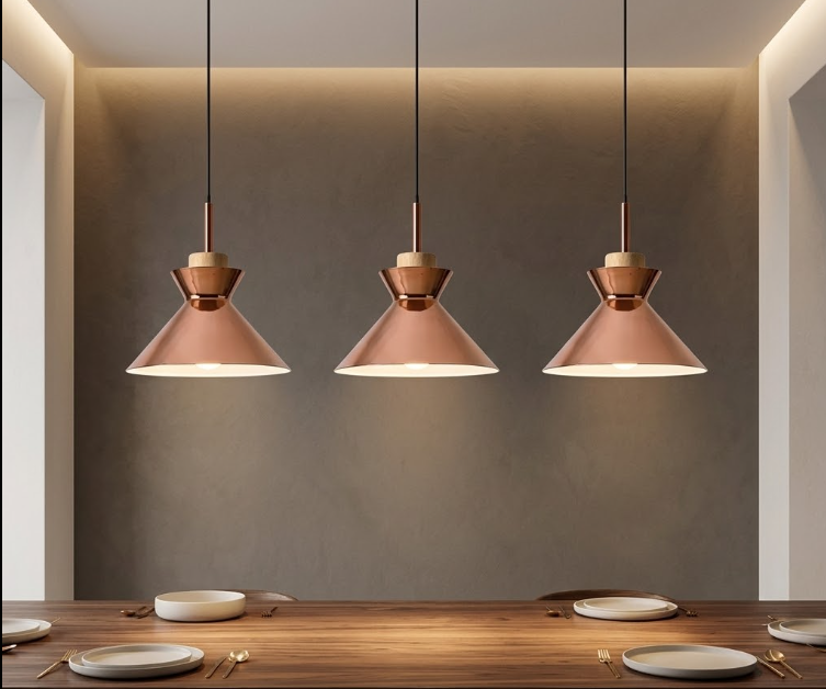 Rose Gold Globe Pendant Light for Kitchen Island Dining Room and Bedroom