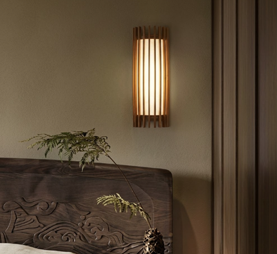 Modern Wood Slat Wall Sconce LED Light for Bedroom and Living Room