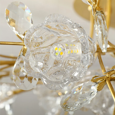 Crystal Flower Flush Mount LED Ceiling Light for Bedroom Living Room and Dining Room