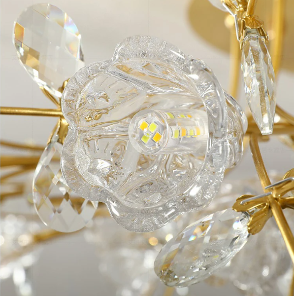 Crystal Flower Flush Mount LED Ceiling Light for Bedroom Living Room and Dining Room