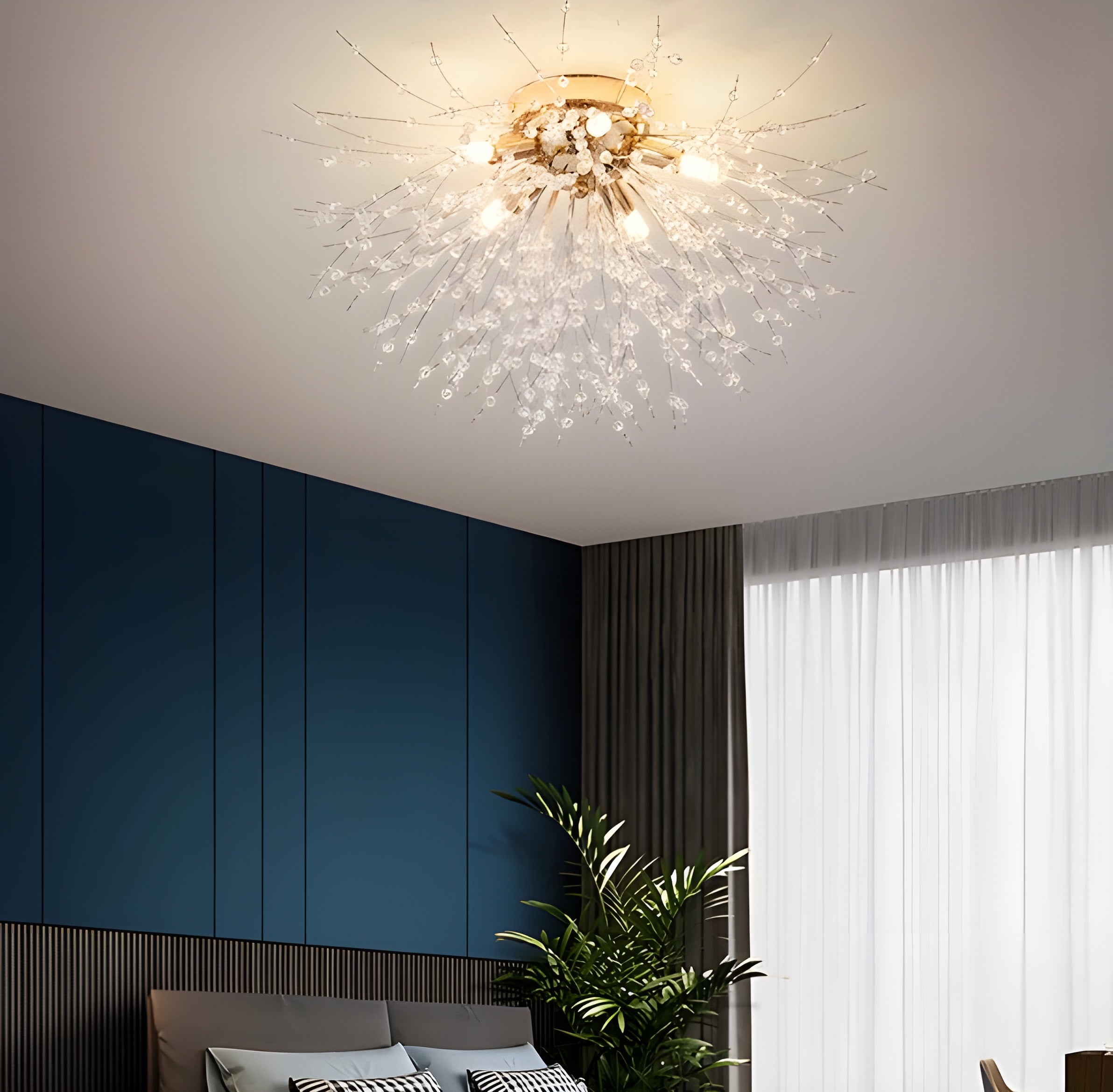 Dandelion Crystal Fireball Chandelier for Living Room Dining Room and Bedroom