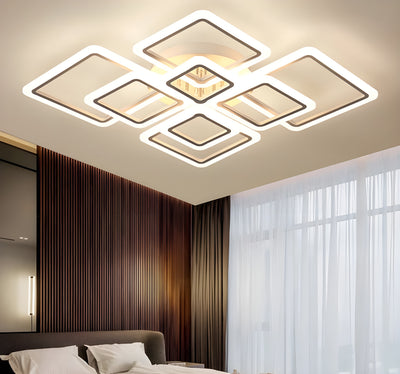 Modern Geometric LED Flush Mount Chandelier for Living Room Bedroom and Dining Room