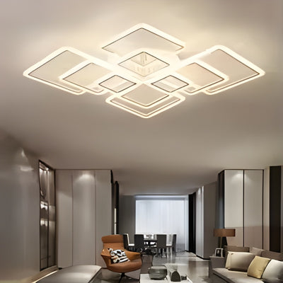 Modern Geometric LED Flush Mount Chandelier for Living Room Bedroom and Dining Room