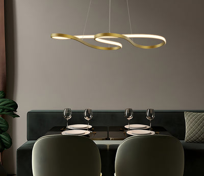 Sculptural Gold Loop Pendant Light for Dining Room Living Room and Kitchen Island