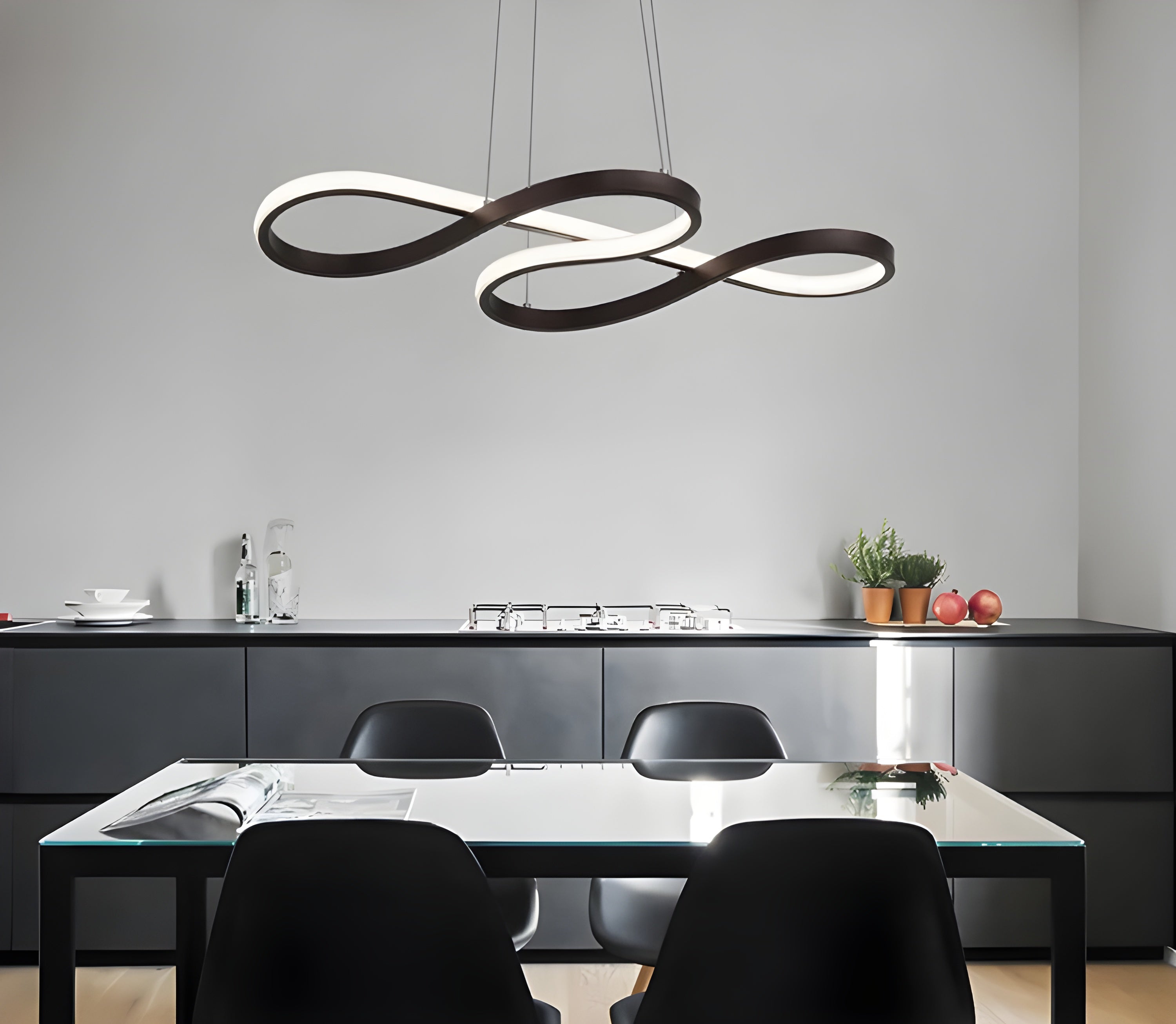 Sculptural Gold Loop Pendant Light for Dining Room Living Room and Kitchen Island