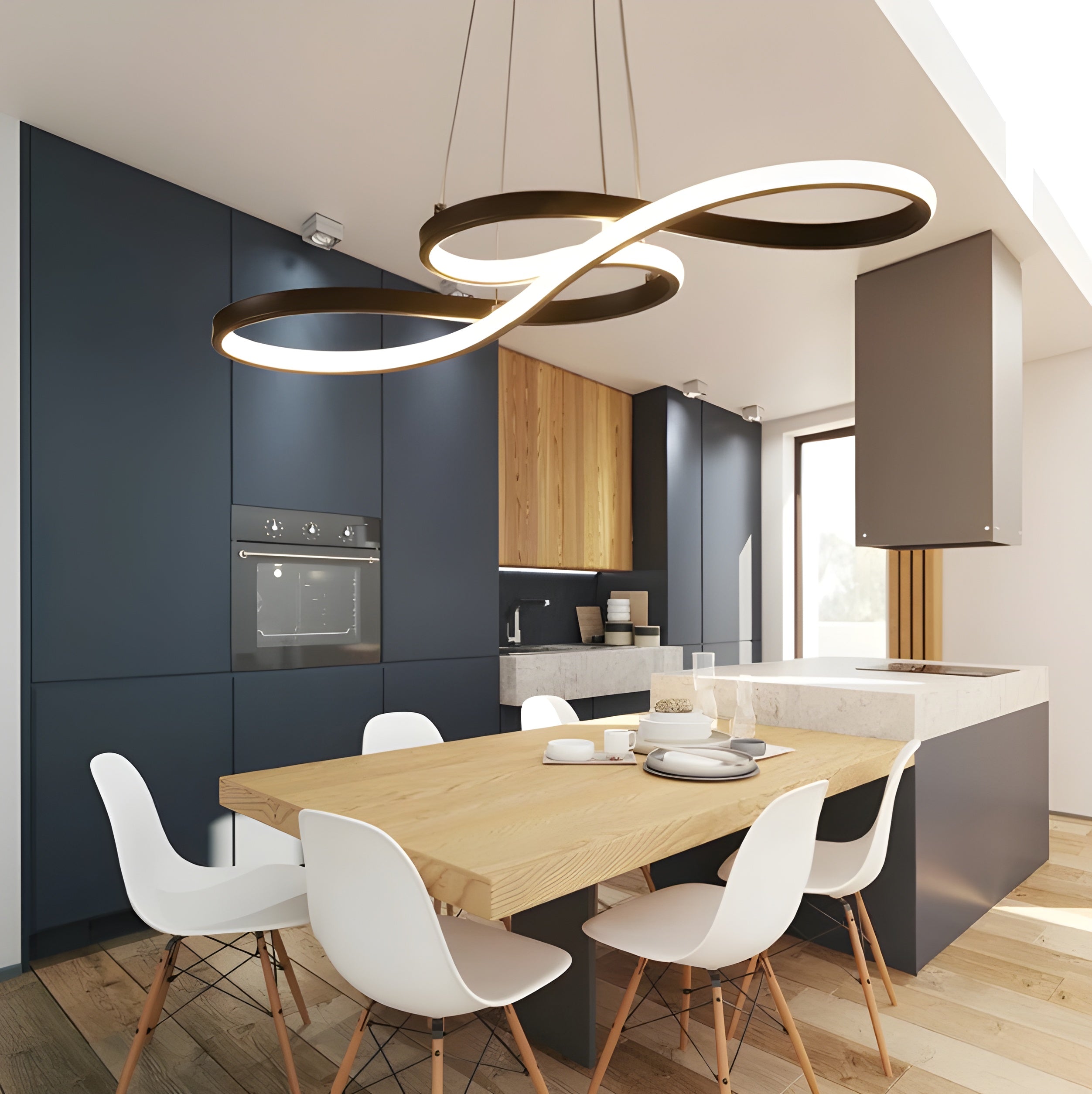 Sculptural Gold Loop Pendant Light for Dining Room Living Room and Kitchen Island