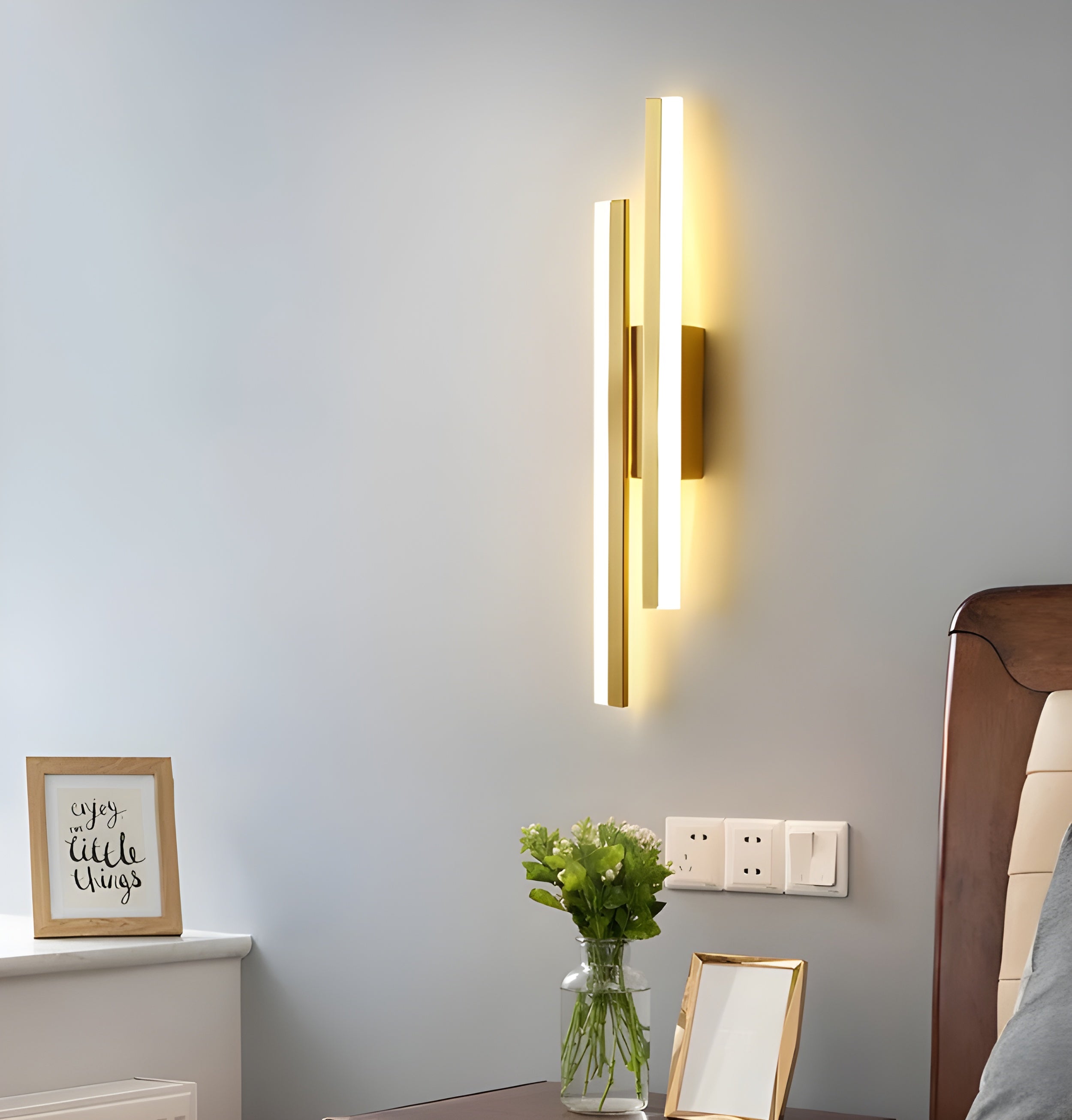 Modern LED Copper Tube Wall Sconce for Bedroom Living Room and Hallway