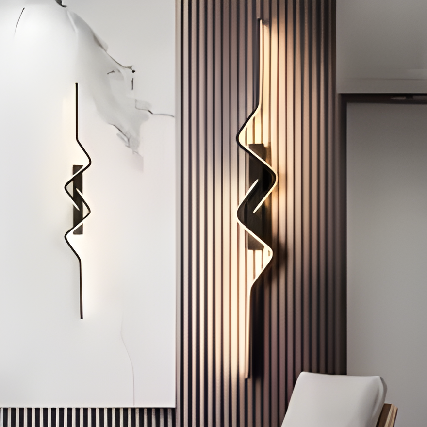 Modern LED Wave Wall Sconce for Living Room Stairwell and Entryway