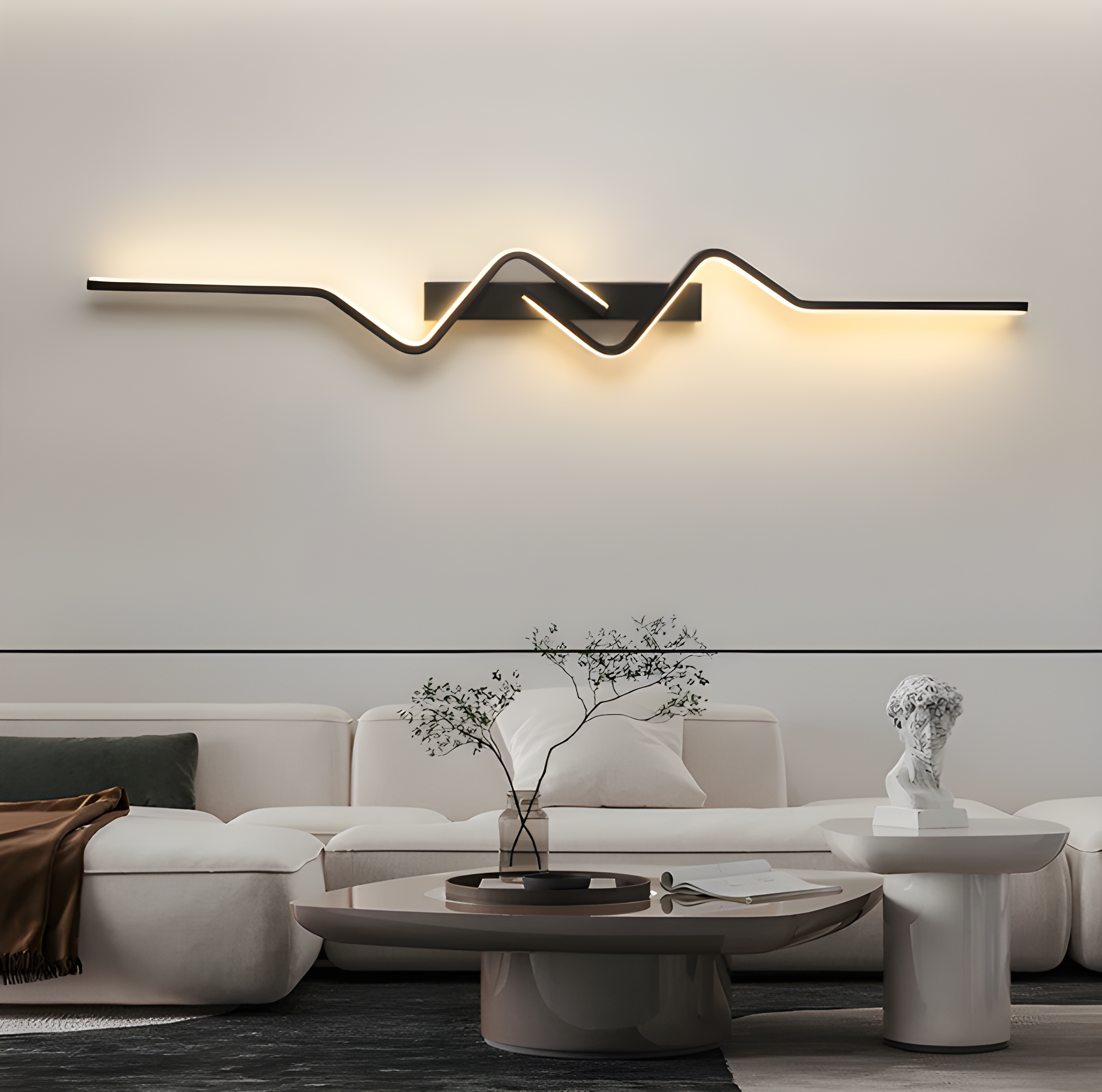 Modern LED Wave Wall Sconce for Living Room Stairwell and Entryway